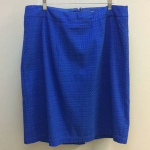 Coldwater Creek Sz 18 eyelet lace pencil Blue